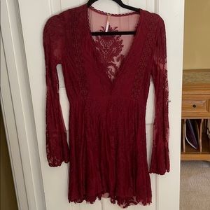 Long sleeve, deep V Dress